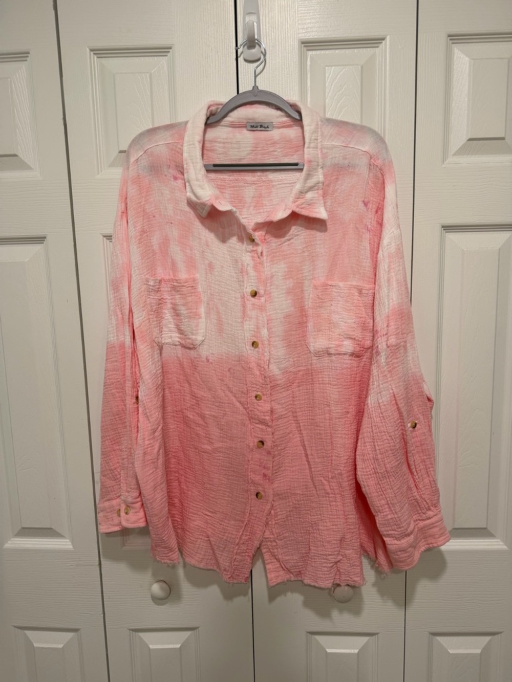 white birch Pink Ombre Gauze Button-Front Shirt